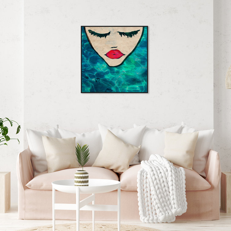 Water Water Coveted Square, Ocean Glam Girl Modern Blue On Canvas by Oliver  Gal Print